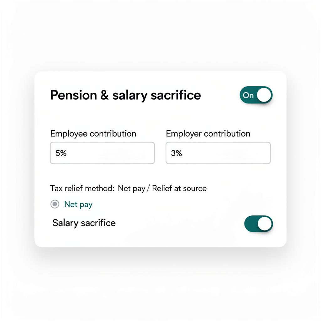 Paycheck Planner Pro pension and salary sacrifice panel.